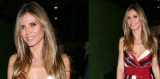 Heidi Klum se pojavila u šljokičastoj haljini na prugice Heidi Klum haljina